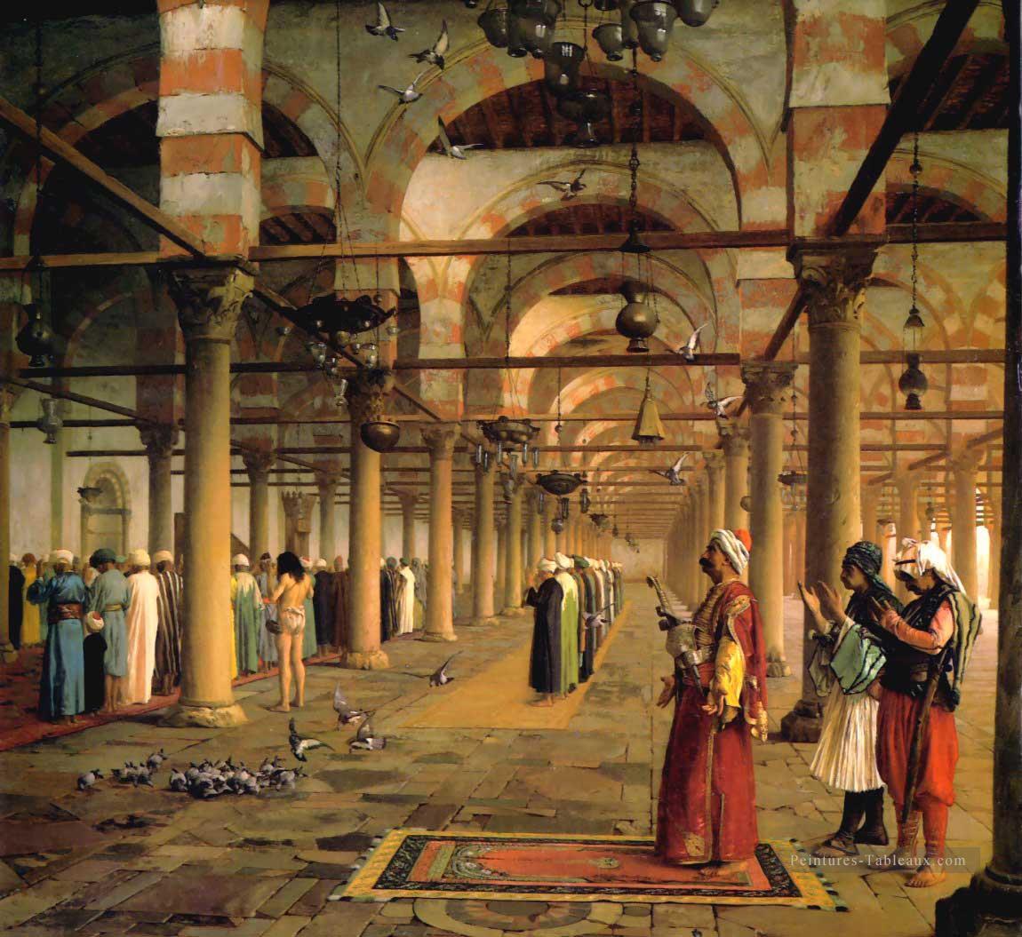 Prière publique dans la mosquée de Amr le Caire arabe Jean Leon gerome islamique Peintures à l'huile